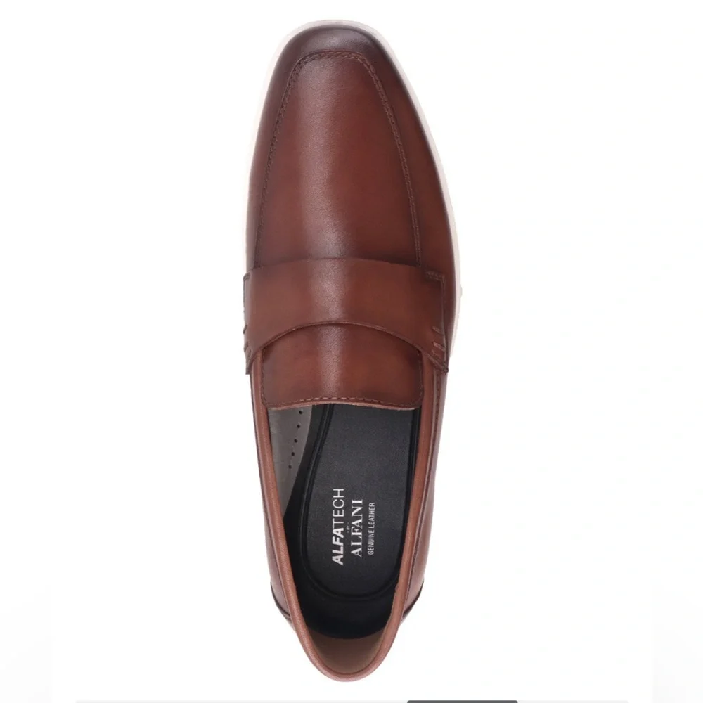Alfani Men’s Callumm Leather Slip-On Saddle Loafers- Size 10.5 - Burnt Copper
